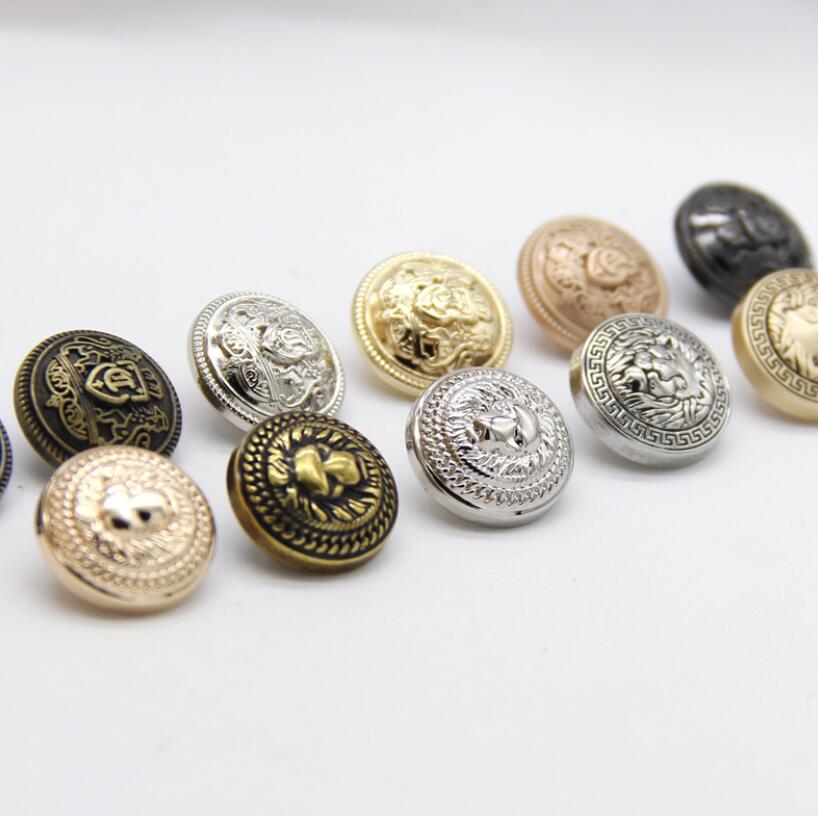 Free sample Fancy wholesale type Custom Logo Gold Embossed Dome metal Sewing Shank Buttons for Clothes