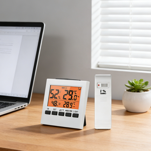 Thermomètre hygromètre numérique sans fil, capteur de température et d'humidité, écran LCD rétroéclairé, moniteur de température et d'humidité intérieur/extérieur - Product Image 3