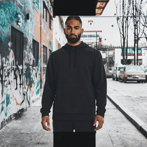 Sweat à capuche personnalisé pour homme, 300 grammes, en polyester et coton tricoté, avec poche et cordon de serrage, style streetwear décontracté - Product Image 2
