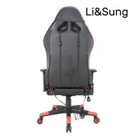 Chaise de jeu ergonomique Li&Sung en cuir synthétique de haute qualité, 3 vérins à gaz, accoudoirs 2D, roulettes en PU, base en nylon, blanc rose, chaise relevable