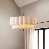 Lampe suspendue moderne en tissu et fer, à 2 niveaux, plissée, LED, dorée, garantie 3 ans, éclairage pour salon et chambre à coucher