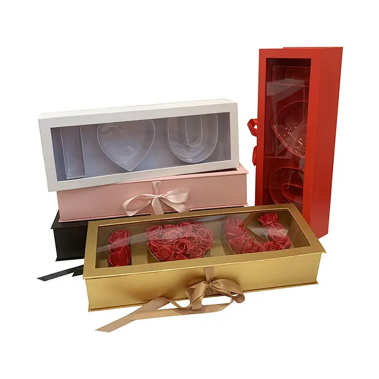 Festa della mamma di lusso I Love U confezione regalo di san valentino confezione cuore cioccolato finestra scatole regalo fiori