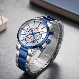 Montre à quartz pour homme Drioshipping, bleu, élégante, bracelet en acier, étanche, calendrier, livraison gratuite, montre de sport - Product Image 4