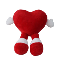 Logotipo personalizado San Valentín nuevo diseño suave felpa corazón rojo almohada juguete de peluche de moda con relleno de algodón PP