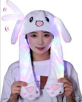 Sombrero de monstruo de oso brillante para Navidad, gorro de felpa con orejas parpadeantes Led, para saltar, para niños y adultos, vestido Pop-Up con orejas, para invierno