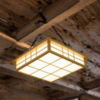 Plafonnier LED en bois massif et acrylique de style japonais - Design moderne, indice de protection IP55, interrupteur 220V pour