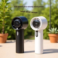 Nouveau ventilateur portable numérique 2026 avec écran, rechargeable par USB, haute vitesse, 100 niveaux de vitesse pour usage extérieur