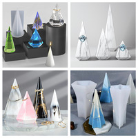 Moule en silicone HY pour anneau conique à facettes en cristal, support de bague en forme de pyramide de diamant pour bijoux en résine époxy