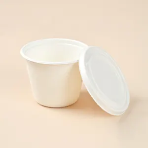 16OZ Biodegradable Disposable Soup Bowl Takeaway Sugarcane Bagasse Paper Soup Cup