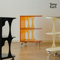 Table d'appoint moderne en plastique à 3 niveaux avec cadre en bois, pliable et multifonctionnelle pour salon, mobilier de maison, fabricant direct