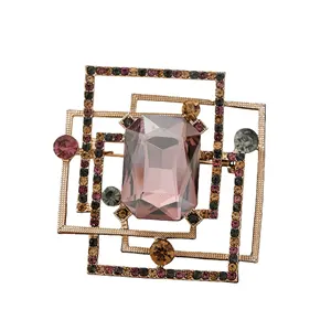 新しいヨーロッパ系アメリカンファッション、軽贅沢合金製スクエアブローチ、レディースレトロチェストフラワー、スーツドレスの襟、結婚式パーティー用 - Product Image 6