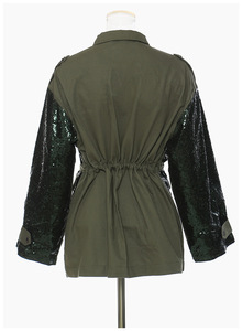 Warm Cardigan Good Quality Shinny Patchwork Clothing Wholesale Coats for Ladies Olive <strong>Green</strong> Glitter <strong>Sequin</strong> Women's <strong>Jackets</strong> - Product Image 3