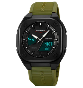 Reloj Deportivo DFG01 Verde Económico, de Silicona y Plástico, Resistente al Agua, con Pantalla Electrónica, Manecillas de Cuarzo, para Hombre, para Buceo - Product Image 1