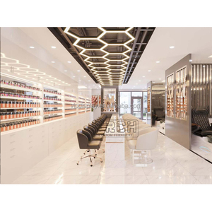 Tùy chỉnh thiết kế mới Salon sàn gỗ thường vụ sơn móng tay tường <span class=keywords><strong>Rack</strong></span> hiển thị với ánh sáng LED - Product Image 3