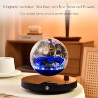 Rose éternelle préservée à l'élevage magnétique avec éclairage LED, cadeau de festival, décoration intérieure personnalisée en gros