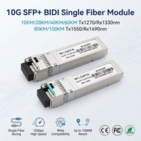 Módulo Transceptor Óptico SFP+ BiDi de Fibra Única SM de 1270nm 1330nm 10G, 10KM 20KM 40KM 60KM 80KM 100KM para Switch Ethernet