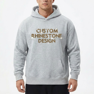 Felpa con Cappuccio Personalizzata di Alta Qualità 450 gsm Produttori di Marchi Propri Basso MOQ Caldo Pile Felpa Personalizzata con Strass per Uomo - Product Image 1