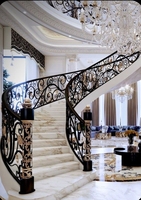 Duplex Fantaisie Escalier Courbé Arc Escalier avec Balustrade En Fer Forgé pour Villa Projet Conception Australienne Prix Usine