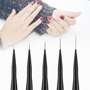 Brosse à ongles noire et blanche avec manche assorti, anti-chute, en nylon, pour gel UV, outil de manucure avec couvercle de protection pour salon de manucure - Product Image 1