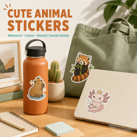 Autocollants personnalisés en vinyle découpés à la forme, résistants au lave-vaisselle, motifs mignons de Capybara et Axolotl, étiquettes adhésives imprimées pour sceller les boîtes d'emballage