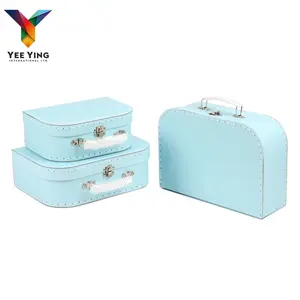 China Factory Sky Blue Paperboard Carton Gift Packaging Boxes Mini Cardboard Suitcase Box