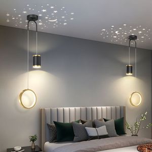 Lampes suspendues de <span class=keywords><strong>plafond</strong></span> <span class=keywords><strong>LED</strong></span> modernes, ambiance étoile lune, luminaire suspendu pour chambre à coucher, décoration de chevet, lampe suspendue, lustre - Product Image 1