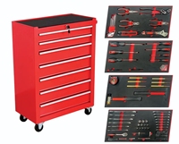 Carro de herramientas Manual de siete cajones de alta calidad, destornillador de martillo de dibujo lateral OEM personalizable, Material Cr-V para kits de herramientas