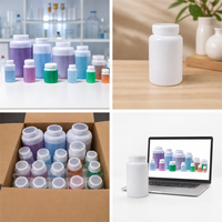 Bouteilles d'emballage en plastique HDPE pour compléments alimentaires pharmaceutiques, 50-800 ml, avec bouchons à vis de sécurité enfant (CRC) pour médicaments et pilules