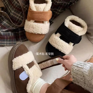 XIXIXITIAO Chaussures à velcro vintage de grande qualité Birkenstocks sandales d'intérieur en peluche pour femmes chaussures d'extérieur antidérapantes pour l'hiver - Product Image 5