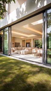 ประตูบานเลื่อนอลูมิเนียมลายไม้สไตล์ชนบทตาข่ายไฟเบอร์กลาสสำหรับวิลล่าบ้านไร่ห้องครัว-ระเบียง - Product Image 3