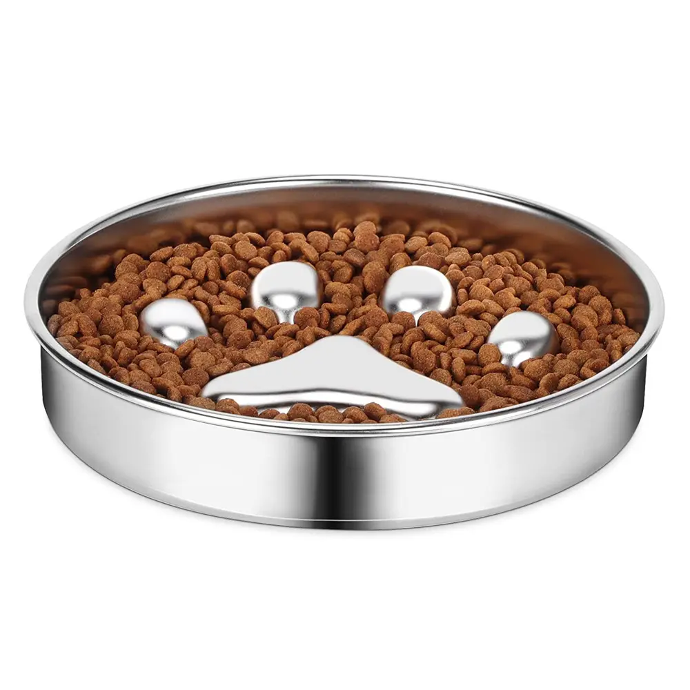 Cuencos duraderos de acero inoxidable 304 de 20 Oz para alimentación de perros y mascotas, alimentador elevado, cuenco lento para comer de Metal