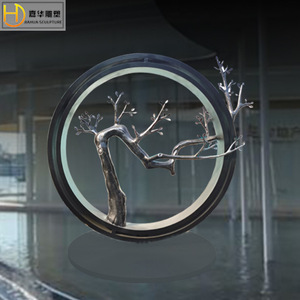 Jia Hua Abstract Circular Sculpture Stainless Steel <b>Outdoor</b> Floor Mount Metal <b>Tree</b> Branch Art Decoration - Product Image 4