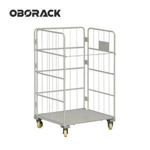 अनुकूलन योग्य 500 किलोग्राम ढहने योग्य धातु औद्योगिक तार जाल रोल ट्रॉली चार पहिया रसद हैंडलिंग गोदाम पाउडर कोटिंग - Product Image 1