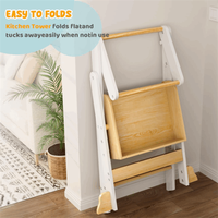 Chaise d'échelle de tour debout en bois pliable pour tout-petits enfants tabouret en bois massif pour lavabo de salle de bain