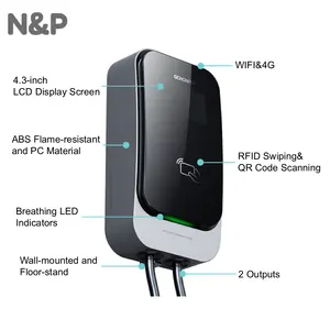 N&P เครื่องชาร์จ AC EV สามเฟส 32A 22KW เครื่องชาร์จโรงแรมหรือเทคโนโลยีมาตรฐานเครื่องชาร์จราคาต่ําที่ดีพร้อมหน้าจอ LCD