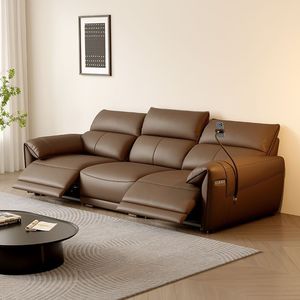 Juego de Muebles de Sala Modernos de Cuero Genuino de Lujo Personalizados Populares 2026 con Sofá Eléctrico Reclinable de Masaje y Madera con Memoria - Product Image 4