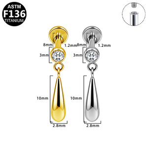 <b>Titanium</b> Cat Head Drop Earring <b>Studs</b> With Crystal For Ear Cartilage Piercing ASTM F136 <b>Titanium</b> Alloy Jewelry - Product Image 3