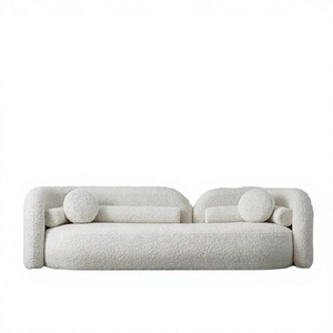 Modern Double Two Sectional Sofa High-End Extendable <b>Square</b> <b>Foam</b>-Filled Lamb Wool Fabric Convertible Set with 5-Year Warranty - Product Image 3