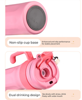 Gobelet isotherme à double paroi avec poignée, paille et couvercle anti-fuite, compatible glaçons, portable pour voiture, extérieur et voyage