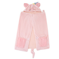 Pyjama unisexe en peluche polyester mignon, style cape, avec capuche, motif petit cochon, idéal pour les bureaux climatisés
