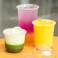 Vente en gros de gobelets en plastique transparent PET à paroi simple personnalisés de 90 mm pour café, yaourt, desserts avec couvercles