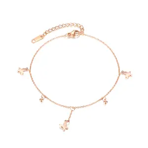 wholesale mexican jewelry rose gold payal bell engrave anklet with charms