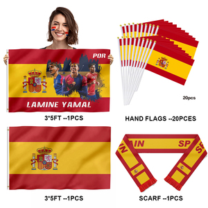 Bandera de España 3*5 pies, Bandera de la Selección con Estrella, 20 Banderas de Mano, Bufanda Española, Regalo para Fanáticos del Partido de Fútbol España 2026 - Product Image 1