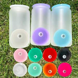 Tapa de Repuesto de Plástico Colorida Sin BPA para Latas de Vidrio de 12oz y 15oz, Tapa para Latas de Vidrio de Doble Pared Tipo Bola de Nieve, Envío desde Almacén en EE. UU. - Product Image 3
