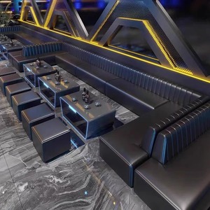Juego de Sofás en Forma de L para KTV Yukiyoshi, Tamaño Personalizado, Madera Sólida, para Bar, Discoteca, Uso Doméstico, Combinación con Mesa de Centro Iluminada - Product Image 3