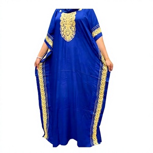 Floral Embroidery Bohemian <b>Kaftan</b> for Women <b>Summer</b> & Spring Handmade Cotton Long Dress Lace Decoration Floor-Length Sleeved Work - Product Image 1