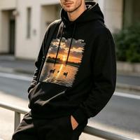 Vente en gros de sweats à capuche graphiques pour hommes de marque de luxe, personnalisés par un designer, avec impression par transfert thermique.