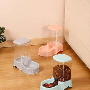 FishPrincess haute qualité 3.8L gris mangeoire pour animaux de compagnie et distributeur d'eau ensemble automatique gravité chien bol de nourriture plastique Durable - Product Image 1