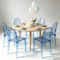 Chaise empilable transparente en résine PC à dossier ovale, design simple, pour événements, hôtels et mariages