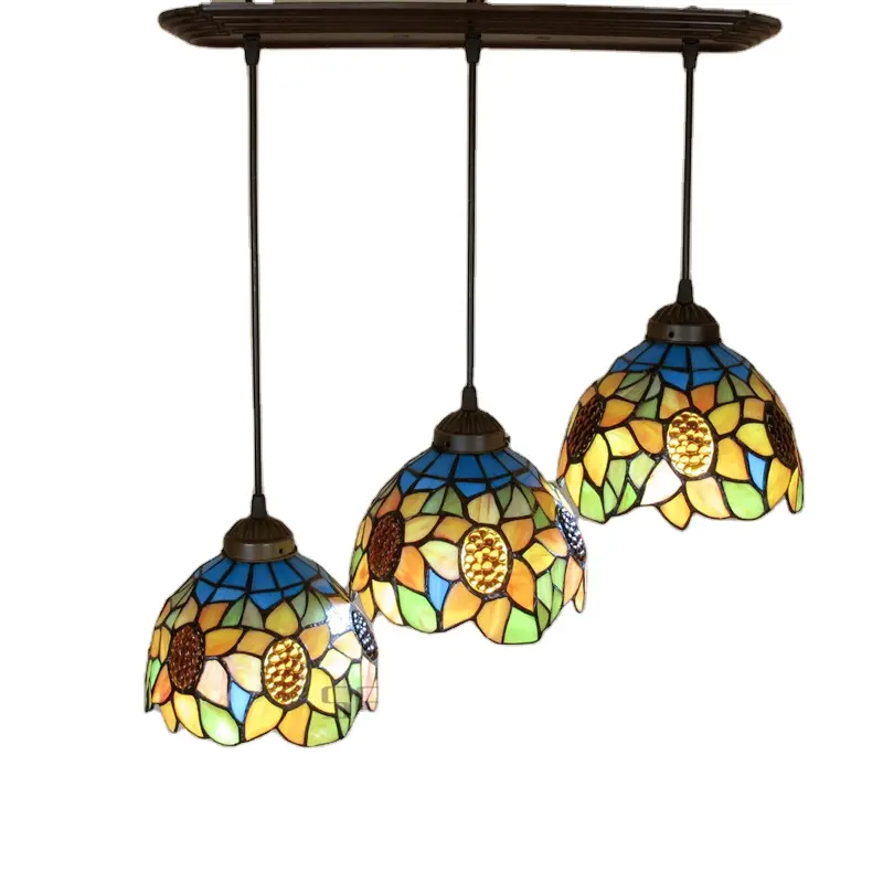 2022Amazon new tiffany style mini pendant lights stained glass chandeliers